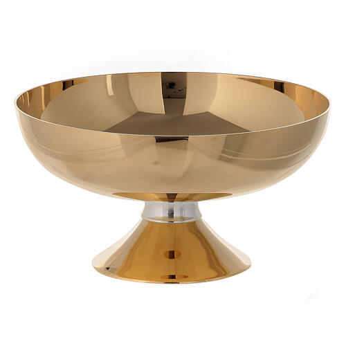 Set of bicolour brass chalice, ciborium and paten, stylized Molina 6