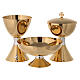 Set of bicolour brass chalice, ciborium and paten, stylized Molina s1