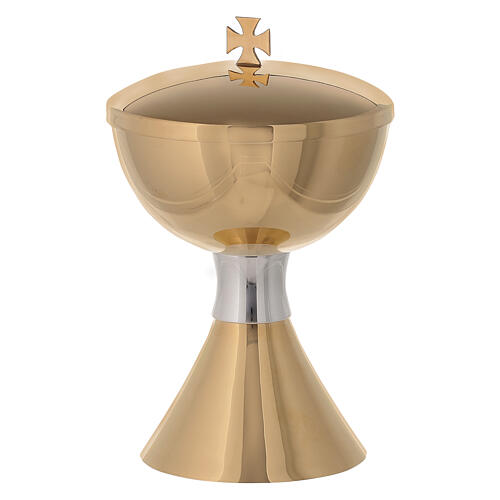 Set calice pisside patena taglio stilizzato ottone bicolore Molina 4