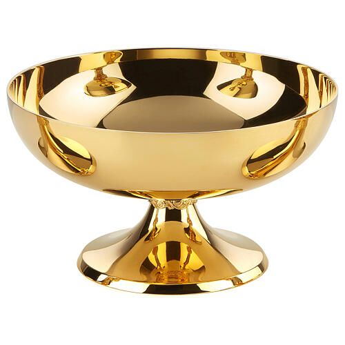 Set of brass chalice, ciborium and paten, leaves and grapes Molina 5