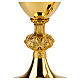 Set of brass chalice, ciborium and paten, leaves and grapes Molina s2