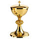 Chalice, ciborium and paten set, with leaves and grapes in brass Molina s3