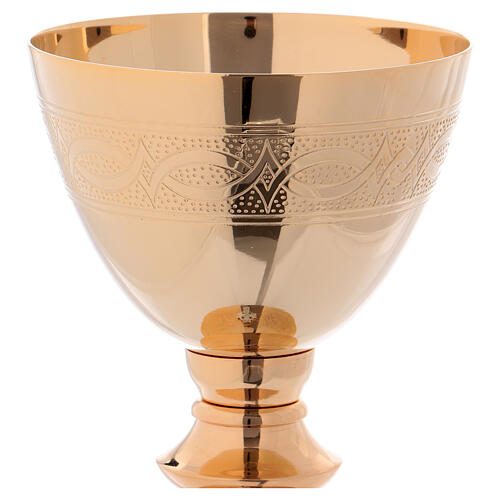 Chalice with Paten made of gilded glossy brass 20 cm 2