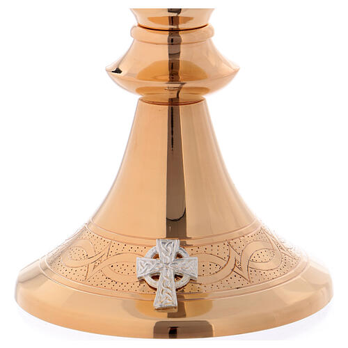 Chalice with Paten made of gilded glossy brass 20 cm 3