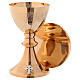 Chalice with Paten made of gilded glossy brass 20 cm s1