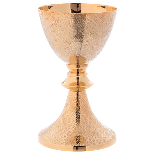 Goblet with Patena made of golden brass 20 cm 4