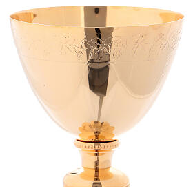 Chalice with paten made of shiny golden brass 22 cm