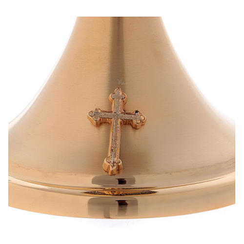 Calice con decori e patena 13 cm ottone dorato opaco 4