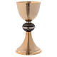 Calice con decori e patena 13 cm ottone dorato opaco s5