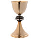 Chalice with decorations and paten, 13 cm in opaque golden brass s5