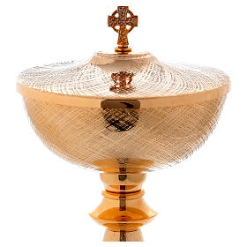 Verzierte Pyxis Modell Ciborium aus vergodetem Messing, 27 cm