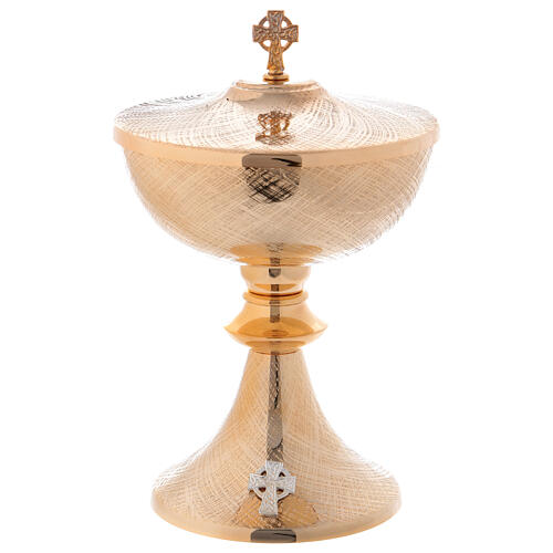 Verzierte Pyxis Modell Ciborium aus vergodetem Messing, 27 cm 1