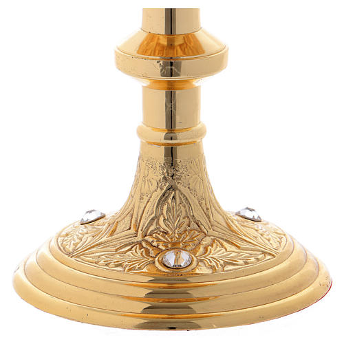 Píxide modelo Ciborium latão dourado e pedras 25 cm 3