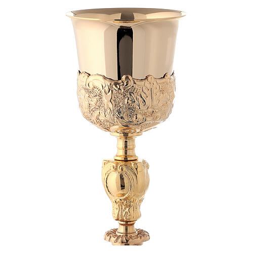 Baroque style goblet in gilded brass 27 cm with paten 3
