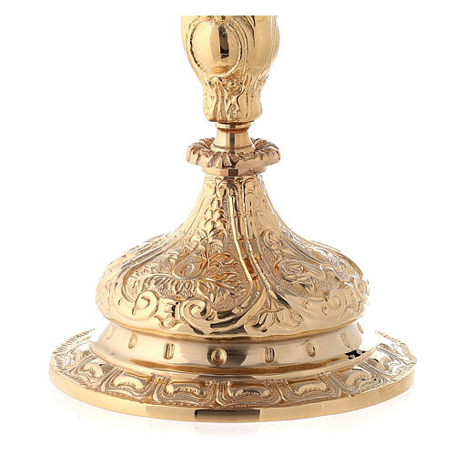 Baroque style goblet in gilded brass 27 cm with paten 4