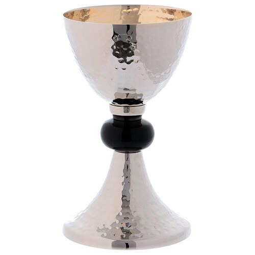 Silver chalice with black knot and golden paten 3