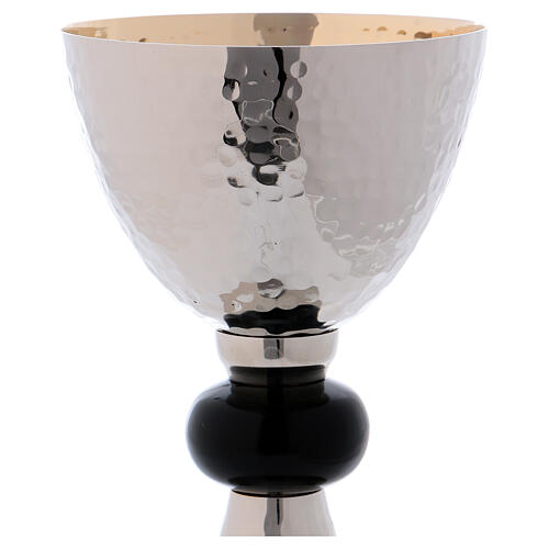 Silver plated chalice with black knop and golden paten 2