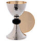 Silver plated chalice with black knop and golden paten s1