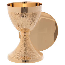 Chalice and paten in golden brass 17 cm