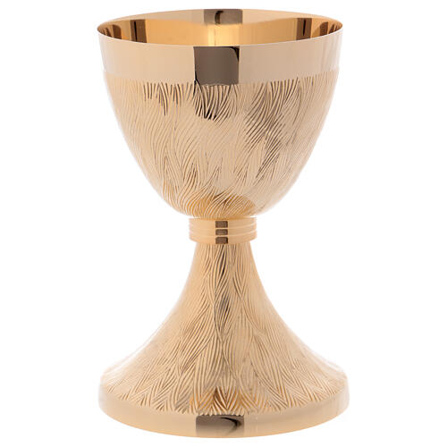 Chalice and paten in golden brass 17 cm 3