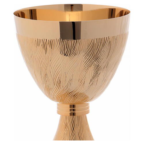 Chalice and paten in golden brass, 17 cm 2