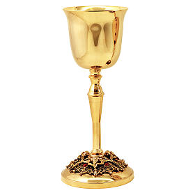 Chalice and ciborium in gold plated brass with casted base and angels