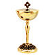 Chalice and ciborium in gold plated brass with casted base and angels s3