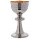 Chalice and paten with decorated junction in silver brass and golden brass, polished s2