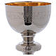 Chalice and paten with decorated junction in silver brass and golden brass, polished s3