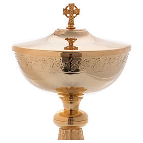 Gold plated brass ciborium with grape decoration
