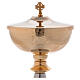 Ciborium in brass golden cup and silver base s2