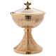 Pisside mod. Ciborium incisione foglie ottone dorato 19 cm s1