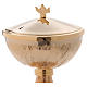 Pisside mod. Ciborium incisione foglie ottone dorato 19 cm s2