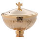 Engraved leaf pattern ciborium in gold plated brass 7 1/2 in s2