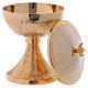 Engraved leaf pattern ciborium in gold plated brass 7 1/2 in s3