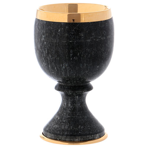 Cálice em pedra-sabão copa dourada 4