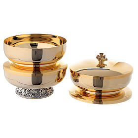 Stacking ciboria in gold plated brass grape and leaf decoration