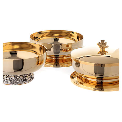 Stacking ciboria in gold plated brass grape and leaf decoration 3