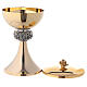 Gold plated brass chalice and ciborium node with fish and Chi-Rho s4