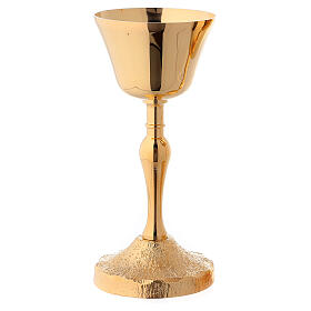 Chalice and ciborium Medievalis style in golden brass