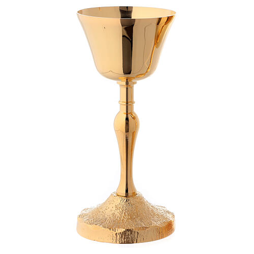 Chalice and ciborium with base and node in Medieval style 24-karat gold plated brass 2
