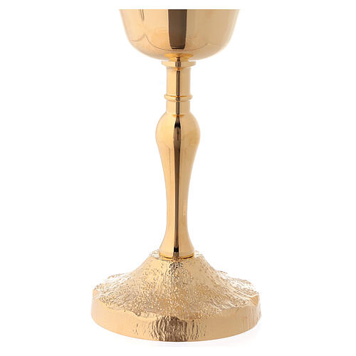 Chalice and ciborium with base and node in Medieval style 24-karat gold plated brass 3