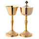 Chalice and ciborium with base and node in Medieval style 24-karat gold plated brass s1