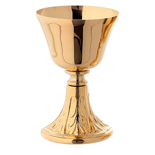 Trave chalice and ciborium in brass with leaves decoration on base 2
