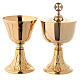 Trave chalice and ciborium in brass with leaves decoration on base s1