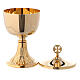 Trave chalice and ciborium in brass with leaves decoration on base s3