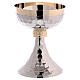 Hammered chalice and ciborium gold plated node with grapes and leaves s5