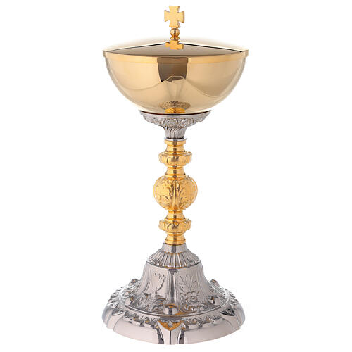 Cálice e Píxide bicolor base barroca latão dourado 24k 3