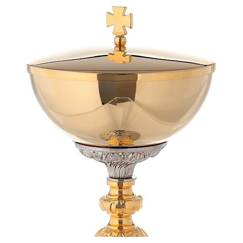Cálice e Píxide bicolor base barroca latão dourado 24k 5