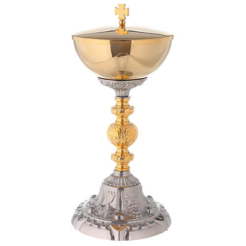 Bicolored chalice and ciborium baroque base in 24-karat gold plated brass 3